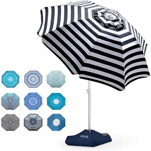 Black Striped 6.5 Ft Sun Beach Umbrella Custom Design Outdoor Sun Umbrella Accept Logo Printing