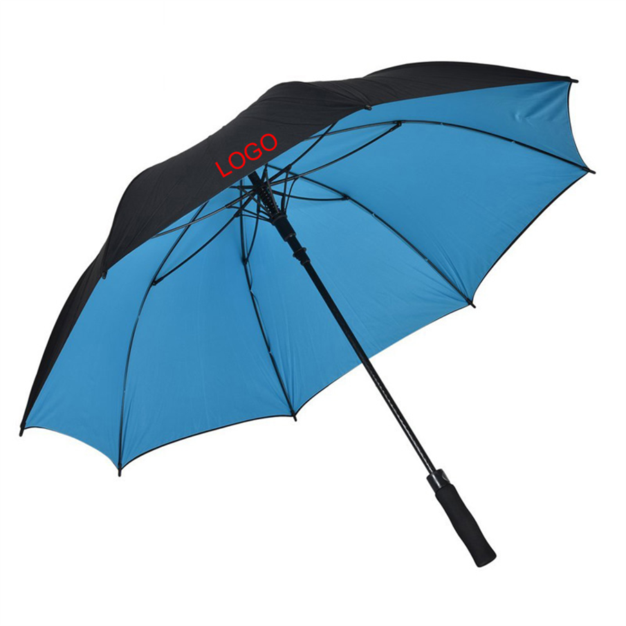 62 inch automatic carbon fiber open windproof umbrella with printing golf umbrella, black eva handle standard size golf umbrella