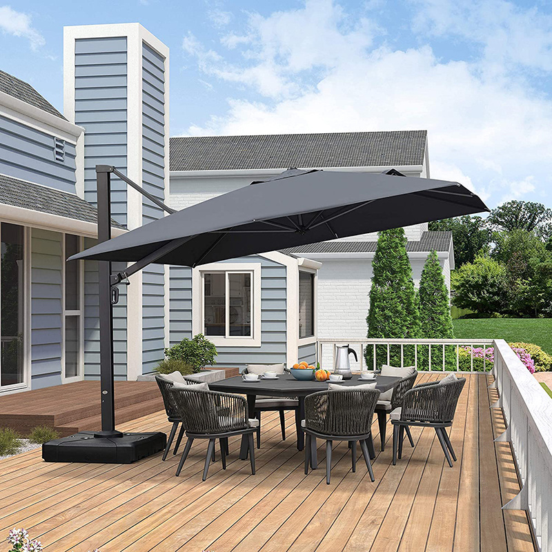 Garden Umbrella Black Waterproof Sunscreen Outdoor Sunshade Cantilever Patio Umbrella With Skylight Outdoor Sun 8 Ribs Modern