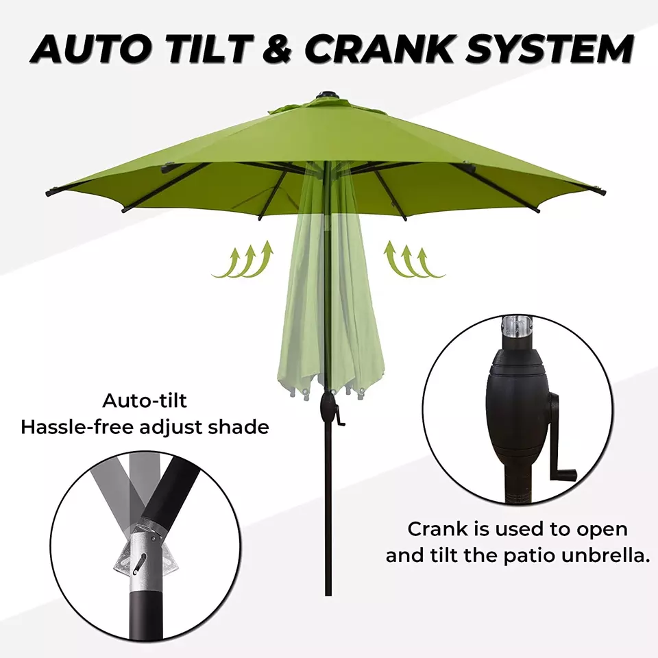 Heavy Duty Garden Parasol Umbrella Outdoor Patio Umbrellas With 8 Sturdy Ribs