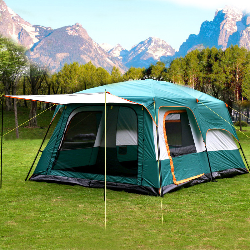 2 Bedrooms 1 Living Room Waterproof Tent Extra Big Space 12 Persons Portable Family Outdoor Camping Tent