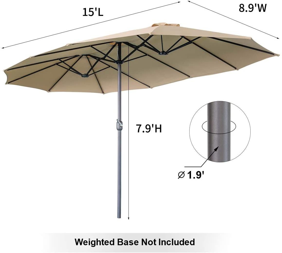 Large 3 Meters 10 Foot 11 Ft 11.5 Rectangular Restaurant Market Pool Parasols Outdoor Double Side Patio Umbrella