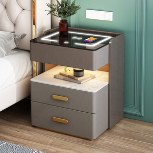 Multifunctional Smart Nightstand with Wireless Charging Fingerprint Lock Storage for Home and Bedroom Furniture