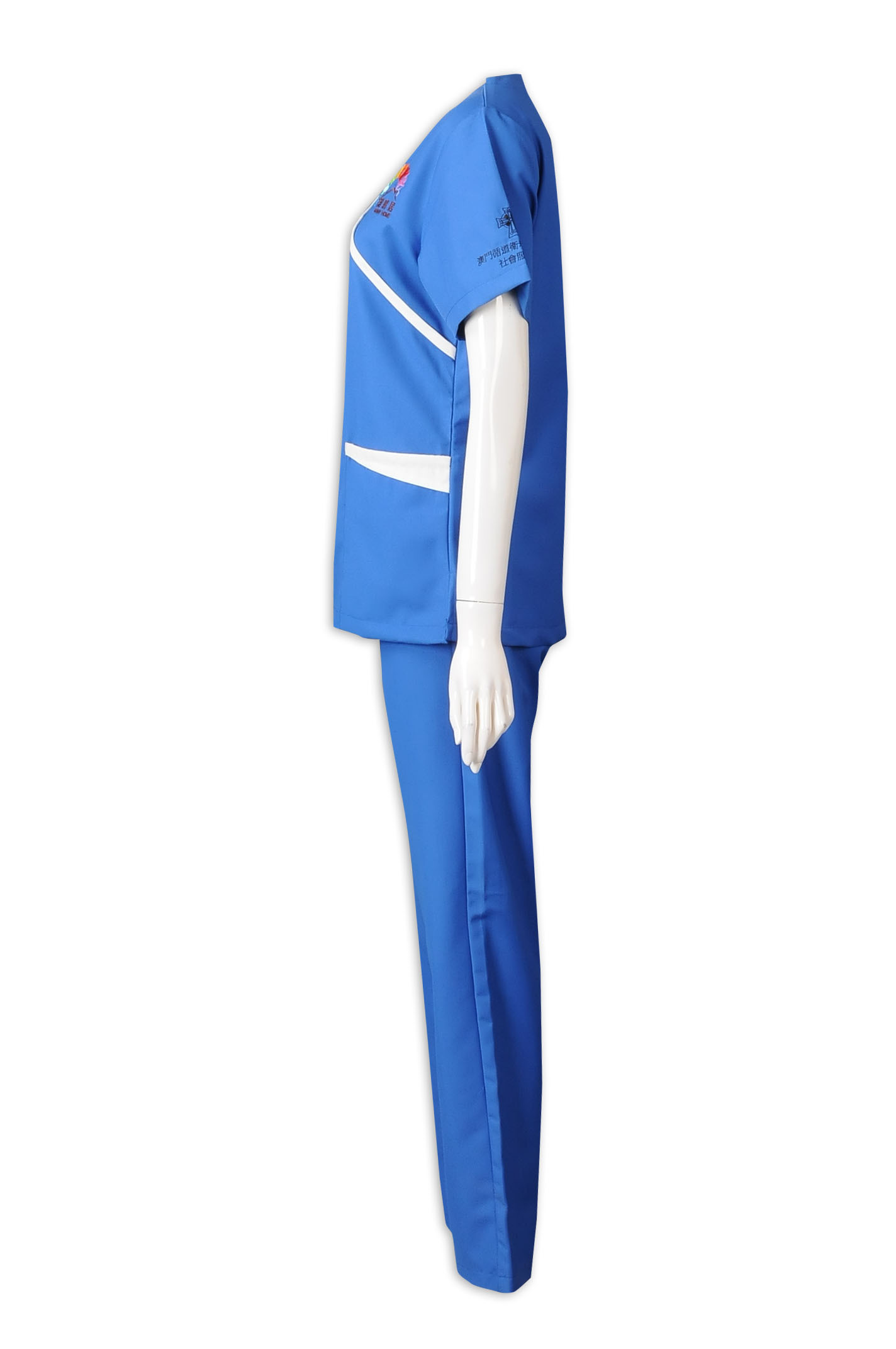 High Quality Fashionable Blue 4 Way Stretch Spandex V Neck Hospital Staff Uniform Nursing Medical Scrubs