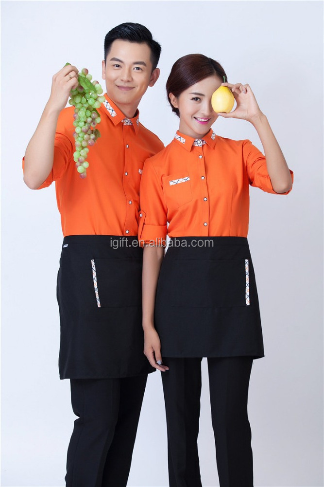 Low MOQ Custom Produce Western Chef Uniform Designs Waiter Jacket Coat Sexy Modern Restaurant Uniforms