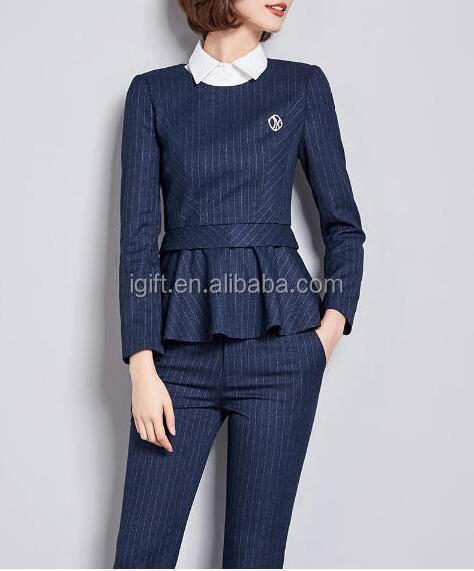 RPET Small MOQ SEDEX Factory Audit Fashion Airline Pilot Uniforms Trouser Suits for Ladies in Women Suits