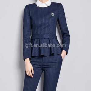 RPET Small MOQ SEDEX Factory Audit Fashion Airline Pilot Uniforms Trouser Suits for Ladies in Women Suits