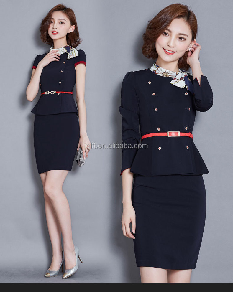 RPET Small MOQ SEDEX Factory Audit Fashion Airline Pilot Uniforms Trouser Suits for Ladies in Women Suits