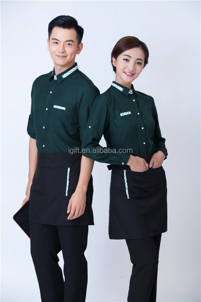 Low MOQ Custom Produce Western Chef Uniform Designs Waiter Jacket Coat Sexy Modern Restaurant Uniforms