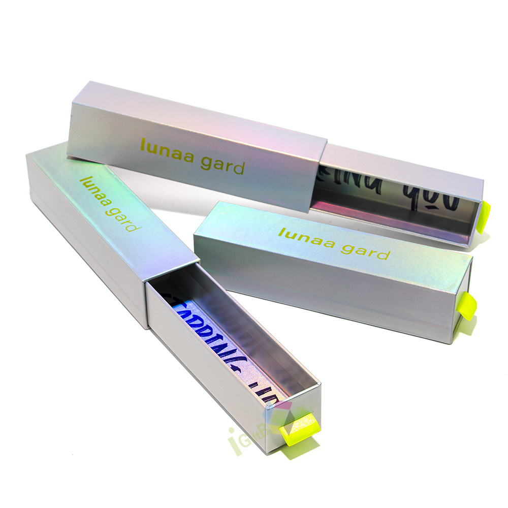 Customized hot sale holographic gift box glossy narrow drawer box bottle umbrella recyclable paper packaging