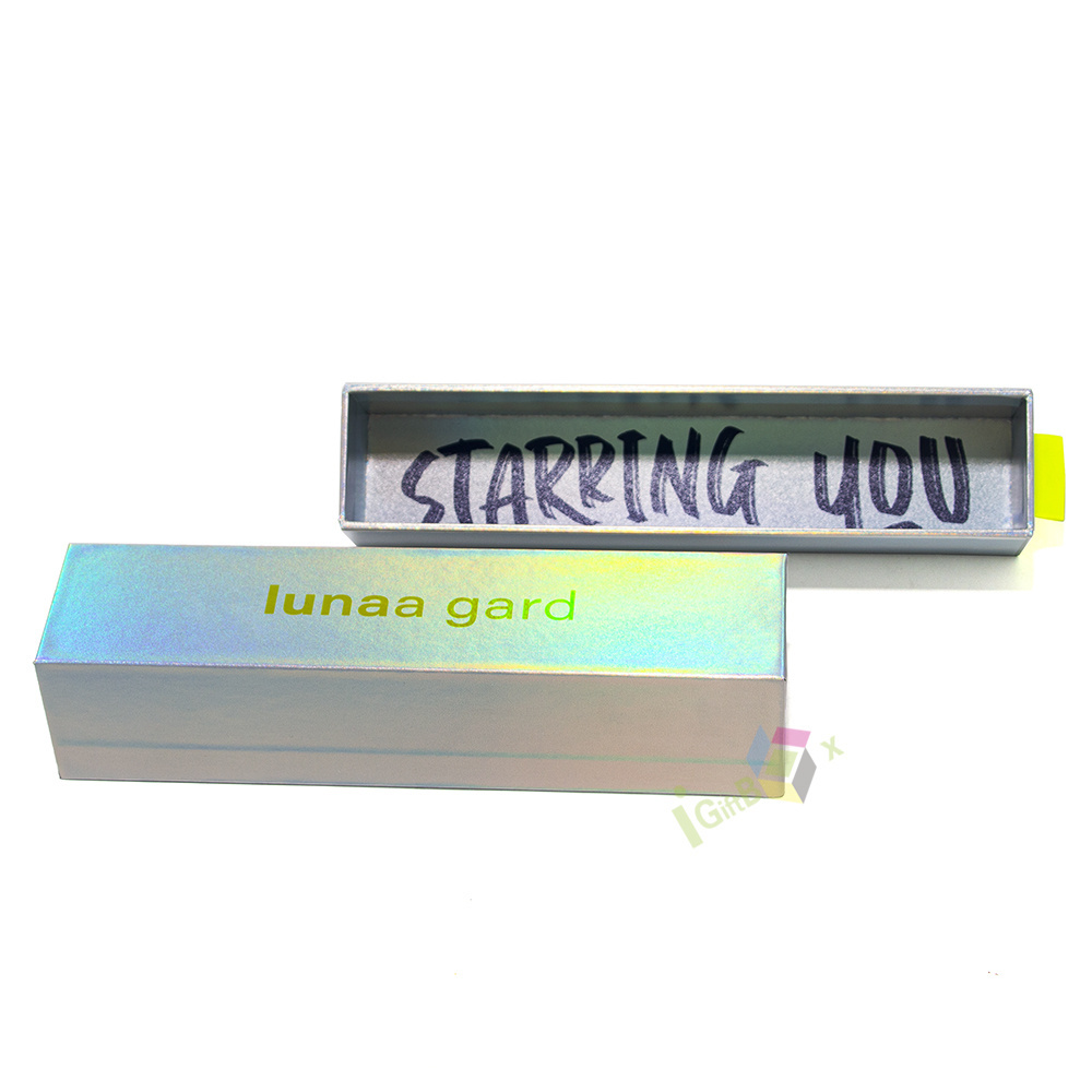 Customized hot sale holographic gift box glossy narrow drawer box bottle umbrella recyclable paper packaging