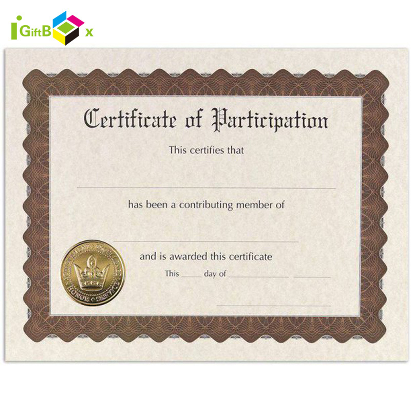 Custom Art Paper Security Certificate With Hologram Stamping Custom Printing Anti Degree Certificate Printing