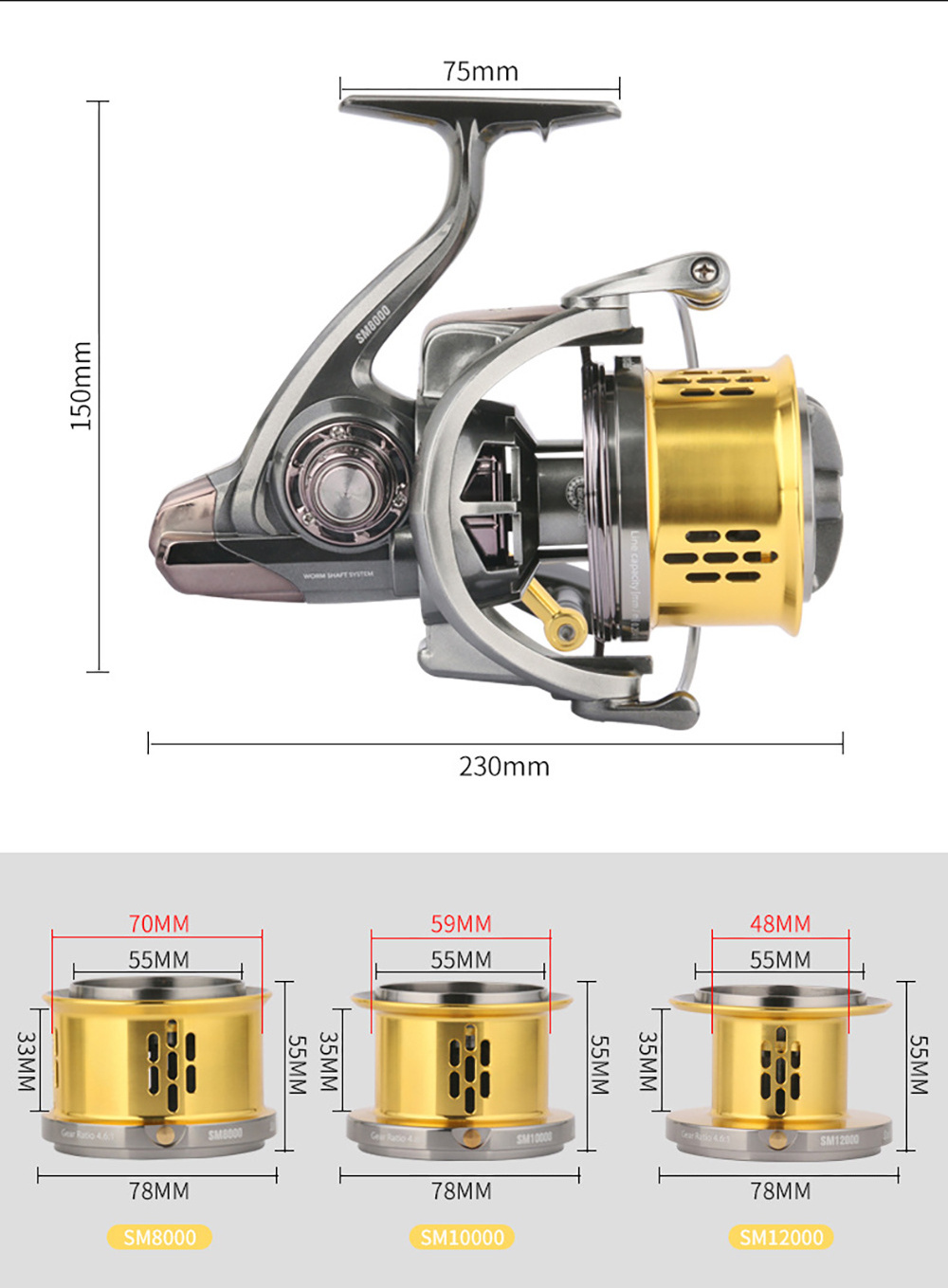 Factory wholesale price metal body CNC metal spool long casting 20kg drag sea fishing saltwater fishing spinning reels