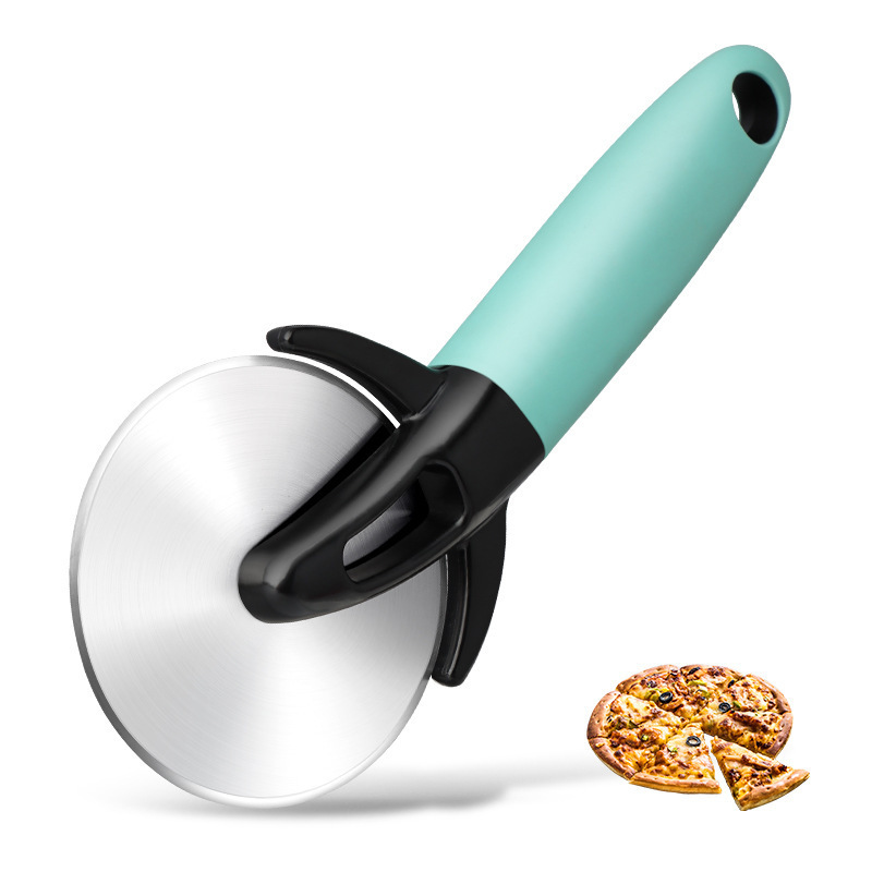 Stainless steel pizza cutter with protective cover single wheel pizza cutting cheese cutting bread