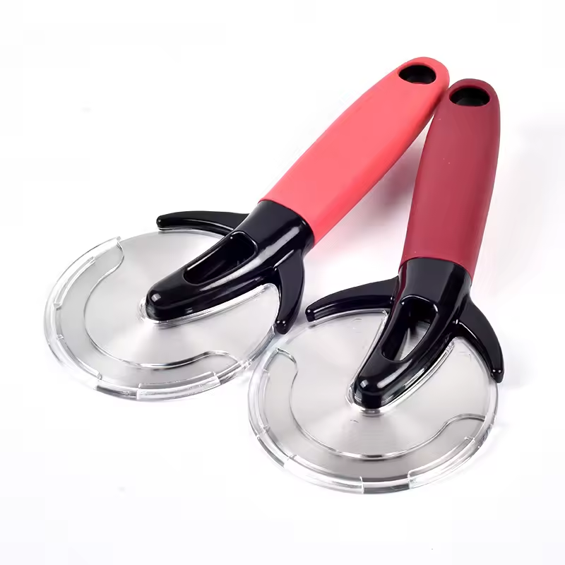 Stainless steel pizza cutter with protective cover single wheel pizza cutting cheese cutting bread