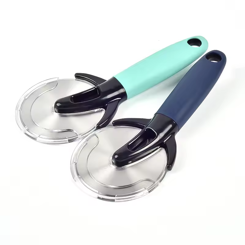 Stainless steel pizza cutter with protective cover single wheel pizza cutting cheese cutting bread