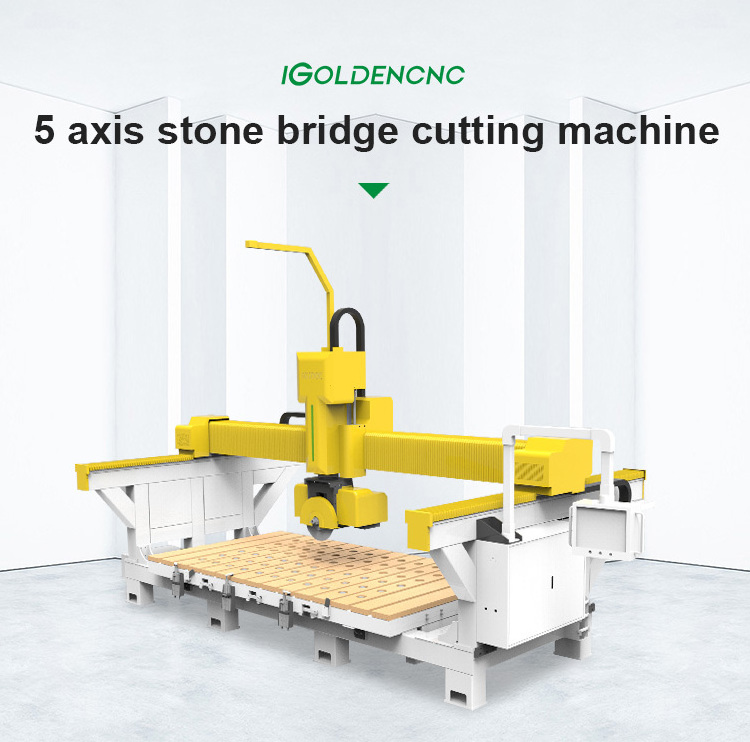 5 axis cnc bridge saw stone slab cutting stone marble carving cnc milling machine for granite headstone