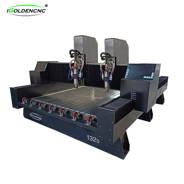 heavy duty double heads 4 axis cnc router stone engraving machine for marble and granite