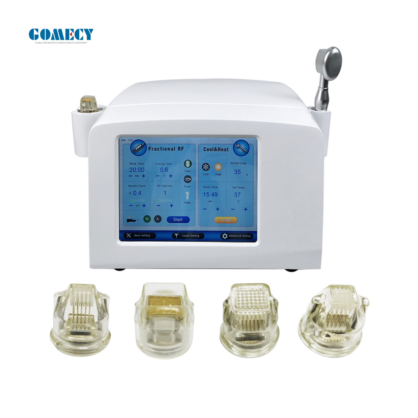 GOMECY 2 in1 R-F Fractional Microneedle Machine with Cold Hammer Anti Acne Stretch Marks Radio-frequency Microneedling device