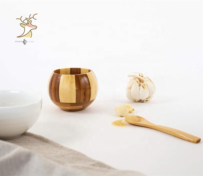 Bottle Bamboo wooden Salt Can Spice Jar Salt Shaker mixing bowl With Lid And Spoon