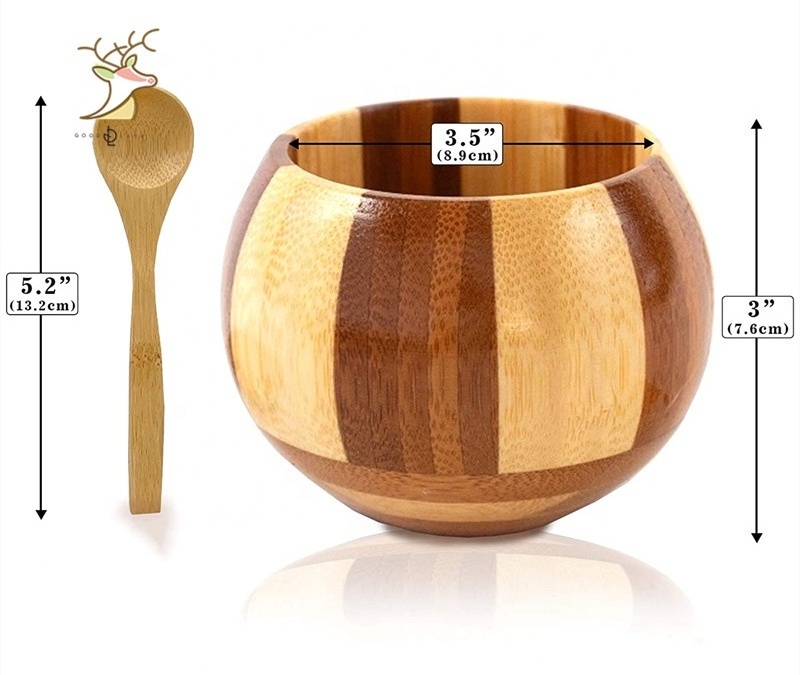 Bottle Bamboo wooden Salt Can Spice Jar Salt Shaker mixing bowl With Lid And Spoon