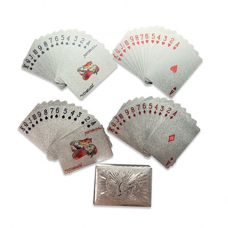 2022 Professional Wholesale Silver Foil Playing Cards Cool Diamond Waterproof Silver Plastic Poker