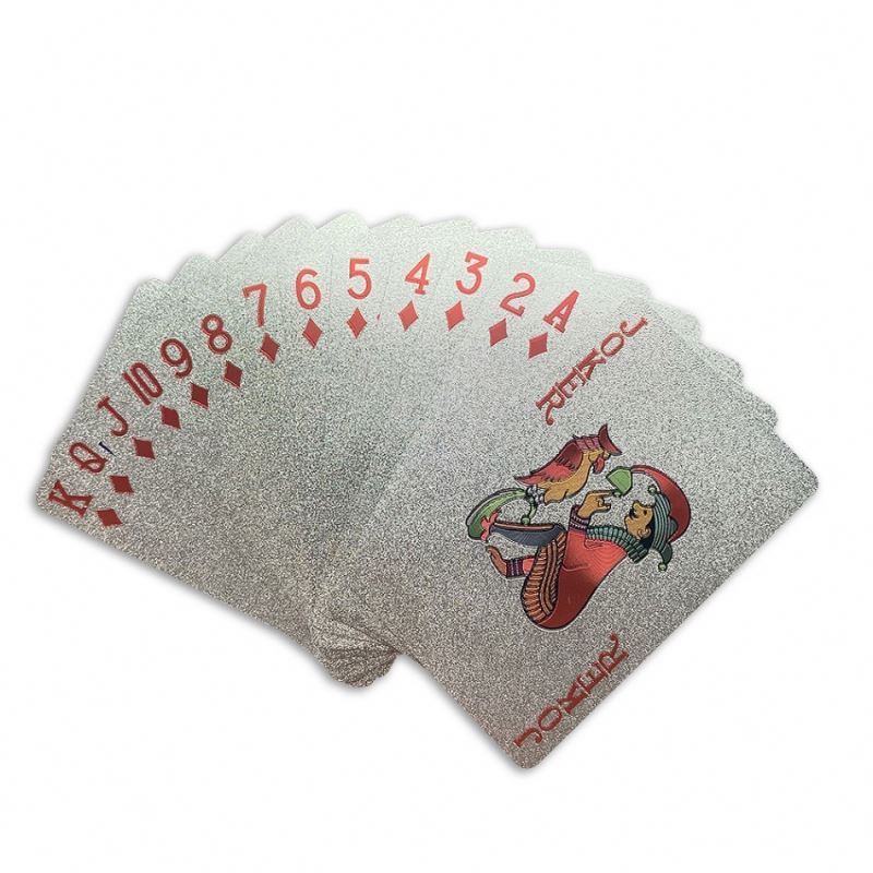 2022 Professional Wholesale Silver Foil Playing Cards Cool Diamond Waterproof Silver Plastic Poker