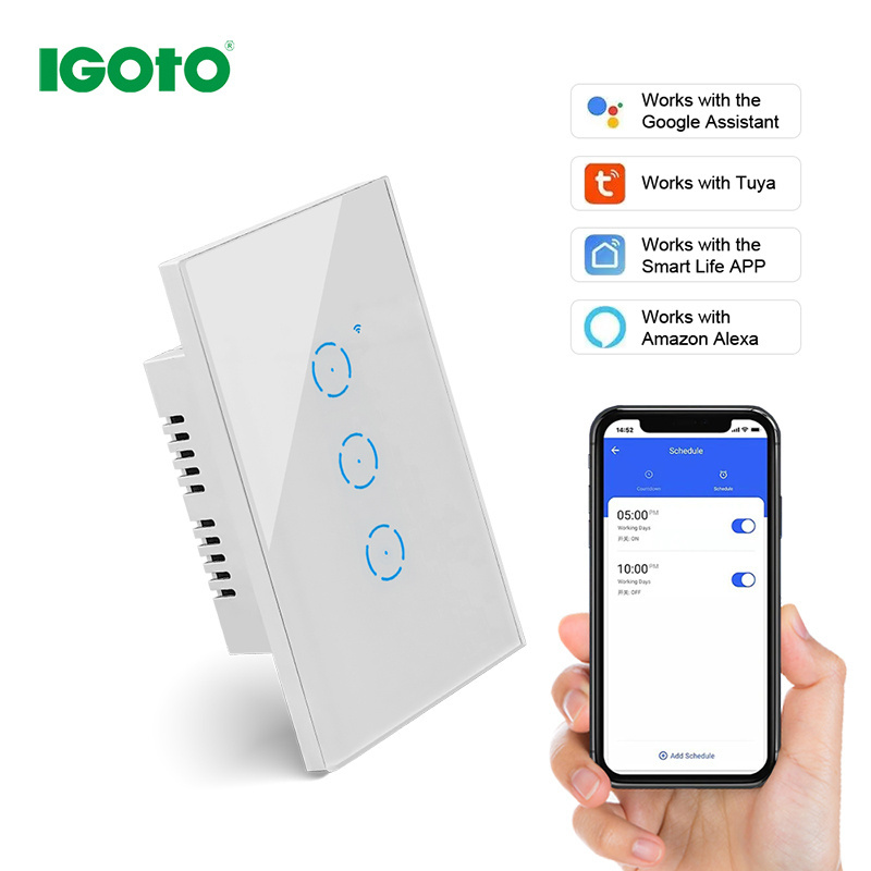 IGOTO interruptor inteligente wifi Smart Switch eu version smart wifi wall touch switch 2 gang alexa compatible light