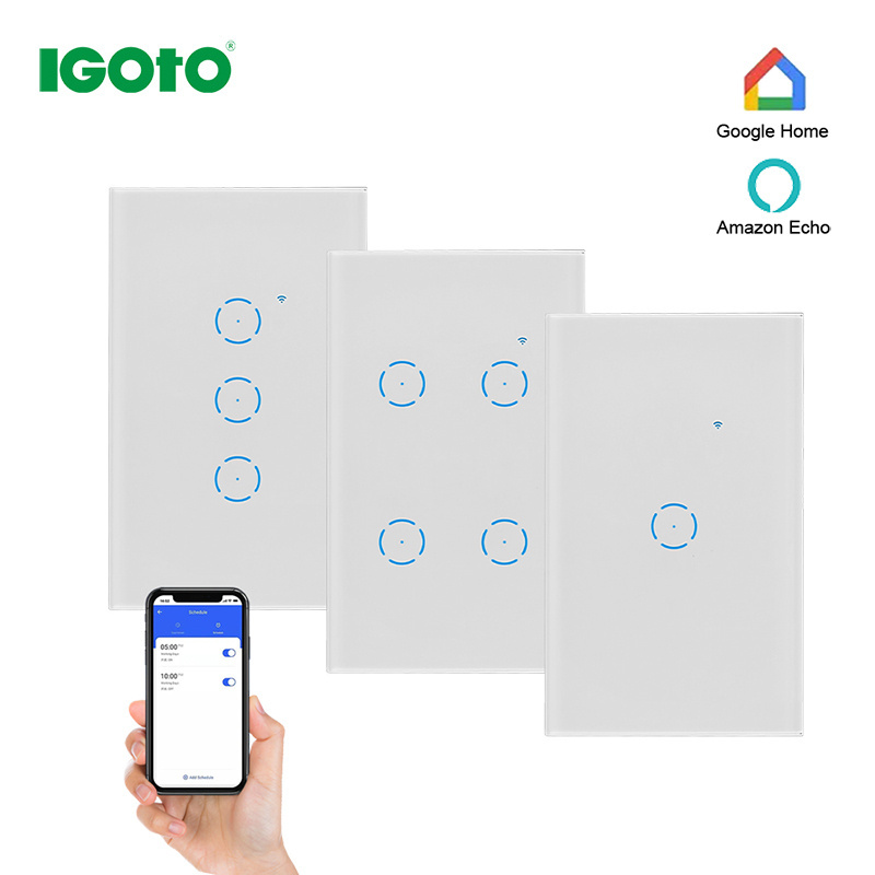 IGOTO Standard 4/6/8 Gang WIFI Smart Life Tuya Smart Wifi Touch Light Switch