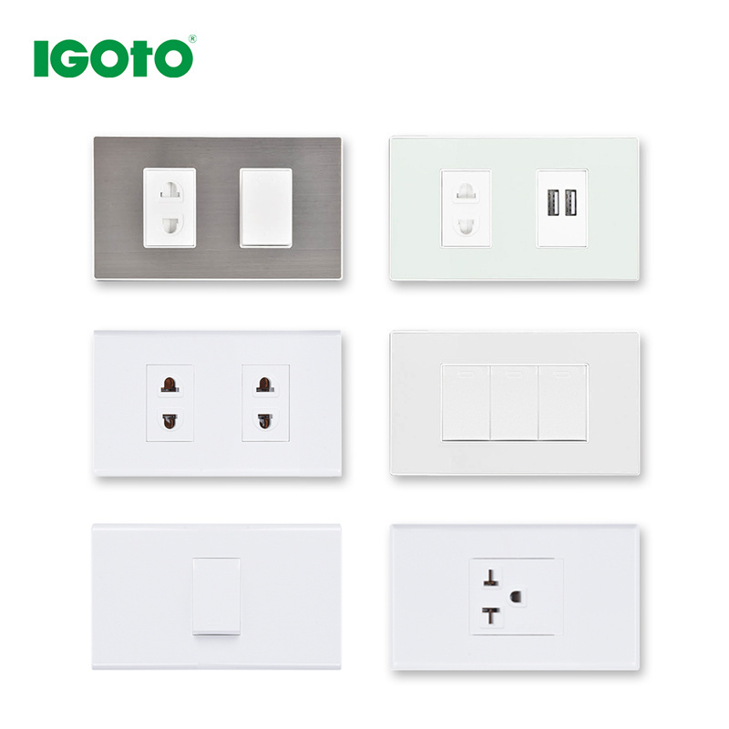 Igoto America Standard home sockets and switches electrical 2 3 gang electrical light switches 2 Way wall switch and sockets