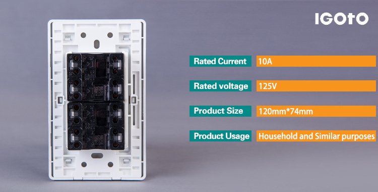 Igoto America type brushed plate electrical 4 Gang 1 Way switches with neon light 4 Gang 2 Way switch with neon light