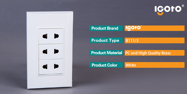 IGOTO B111F/3 glass plate  Aluminum material American standard big 1 gang 1way light wall switch