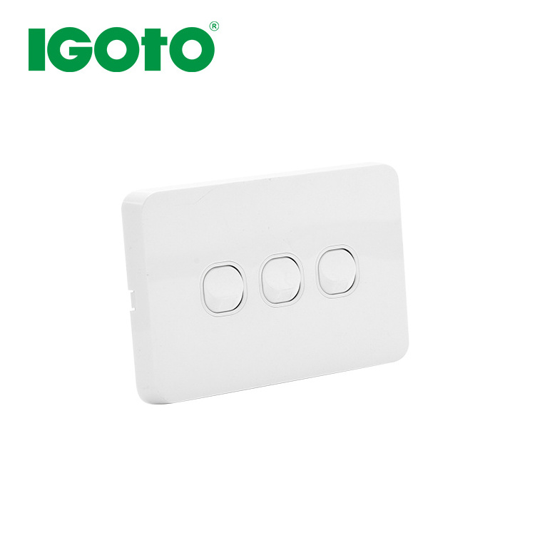 IGOTO BRAND RS306 Australian Standards 3 gang 2 way Smart Home Light Wall Touch Switch