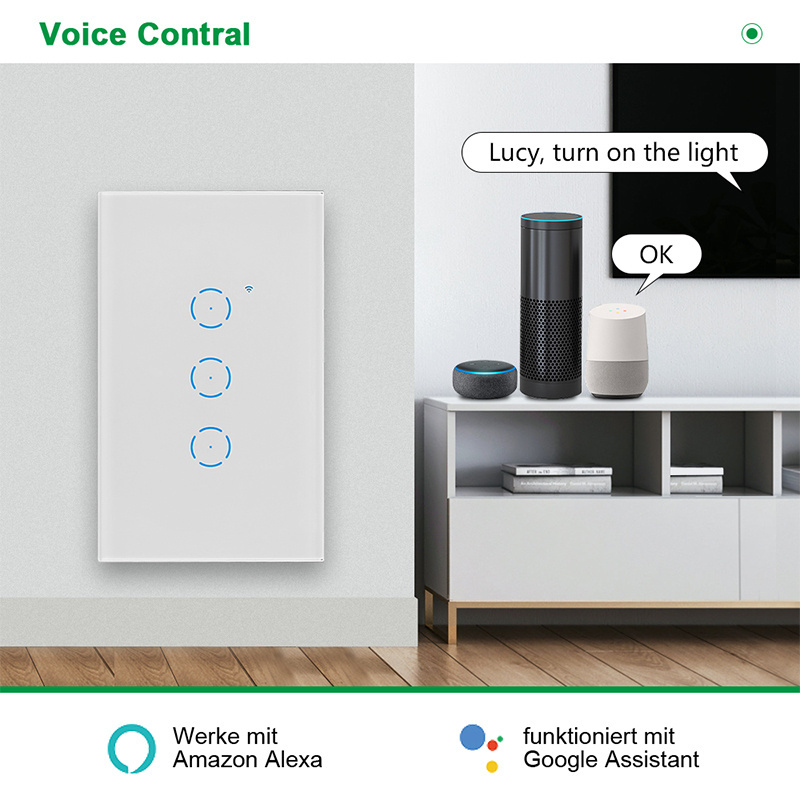 IGOTO interruptor inteligente wifi Smart Switch eu version smart wifi wall touch switch 2 gang alexa compatible light