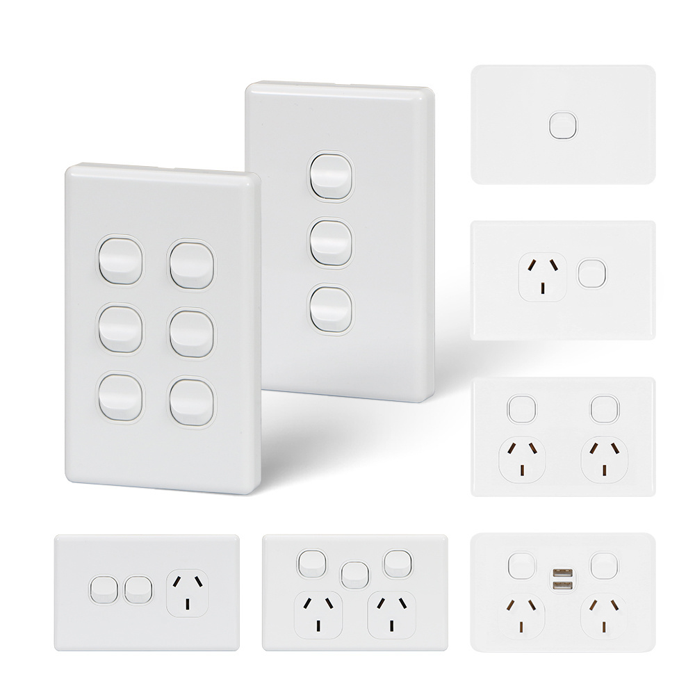 IGOTO OEM Supplier New Type Australian Standard SAA Wall Switch Light Switch Electrical Double Powerpoints Wall Switch Socket