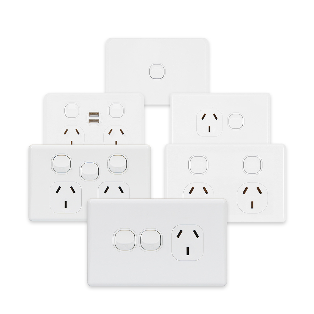 IGOTO OEM Supplier New Type Australian Standard SAA Wall Switch Light Switch Electrical Double Powerpoints Wall Switch Socket