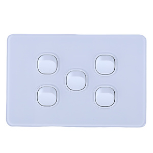 Australian Standard SAA 5 gang 2 way Acrylic Plate Electrical Wall Power Light Switch for Wholesale