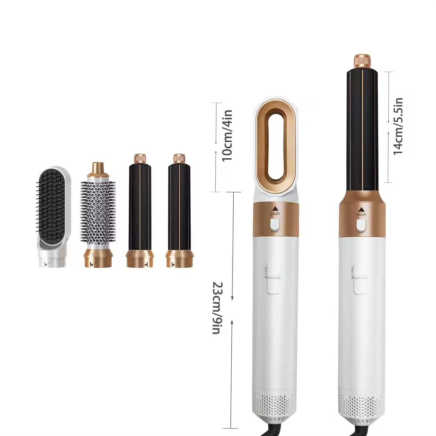 5 IN 1 Hair Styler One Step Blow Brush Set Hot Air Comb Curler with Interchangeable Brush Rotate Head Hair Dryer Brush