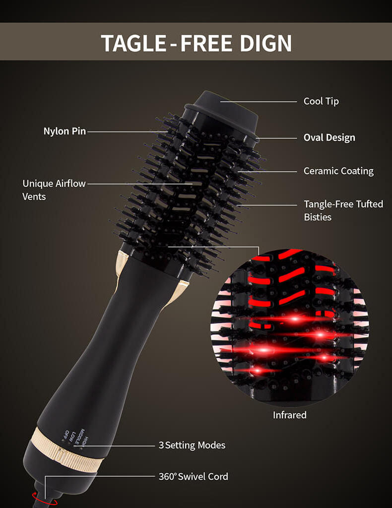 cepillo secador 3 en 1 escova secadora infrared hot air comb blow out hair dryer brush one step hair dryer and styler