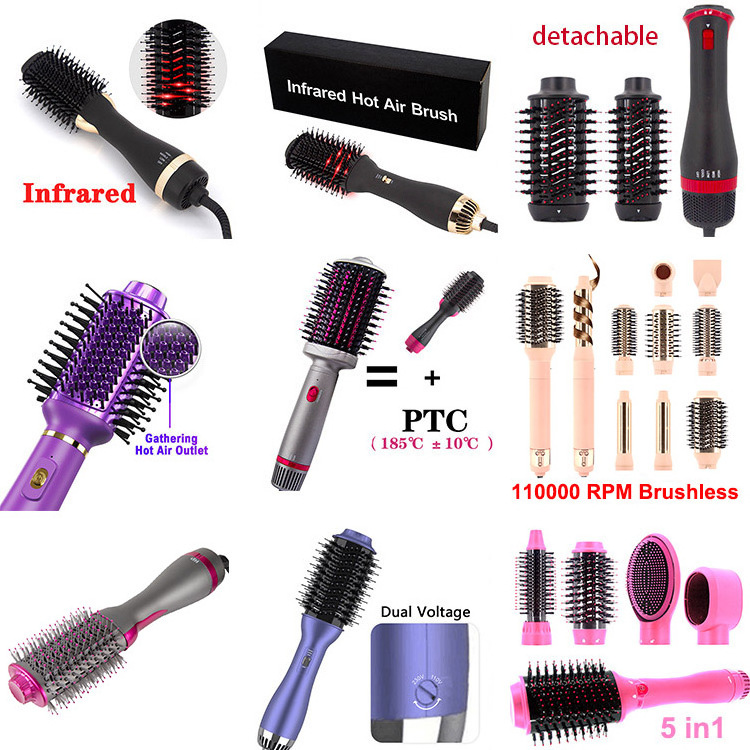 cepillo secador 3 en 1 escova secadora infrared hot air comb blow out hair dryer brush one step hair dryer and styler