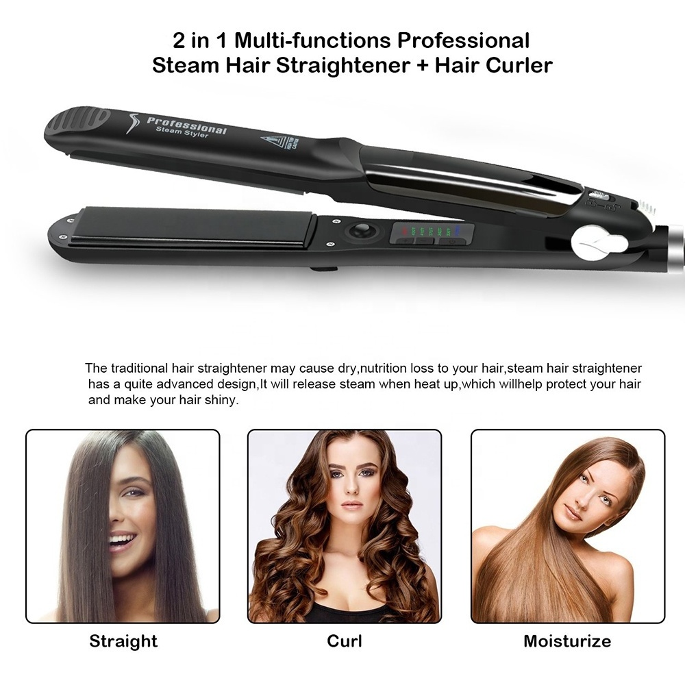 Professional Digital LED Display Steampod Hair Straightener Steam Flat Iron Hair Straightener