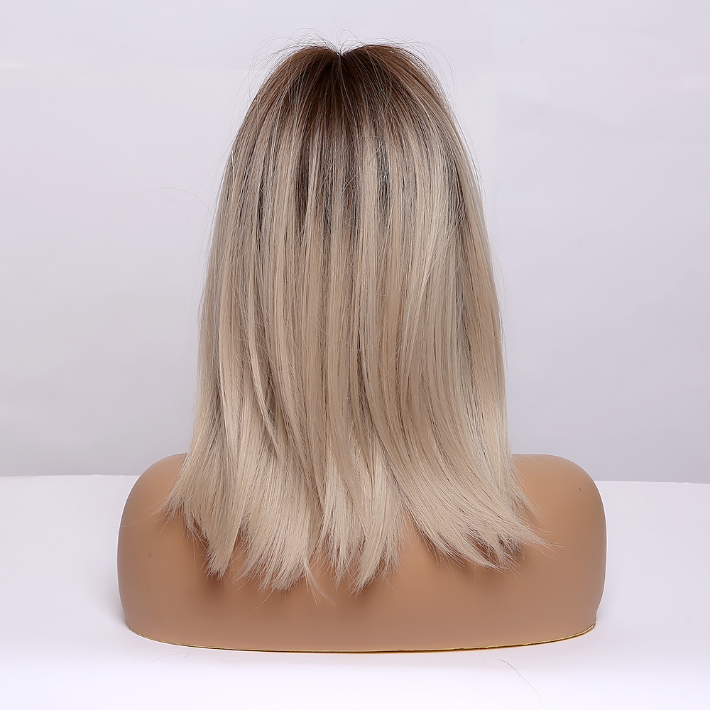 OEM Straight Ombre Light Blonde Wigs with Bangs futura synthetic wig cheap  woman hair wig loja de peruca