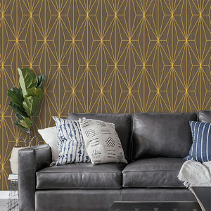 Plain color shading The grid drawn by the silk thread has 3D sense a touch of geometric figures PVC wall paper