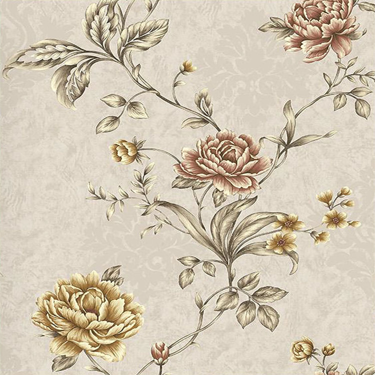 American country retro big flower wallpaper pastoral style PVC Deep embossed wallpaper rolls