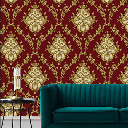 AB maching European palace style wall papers Luxurious Damascus flower wallpaper