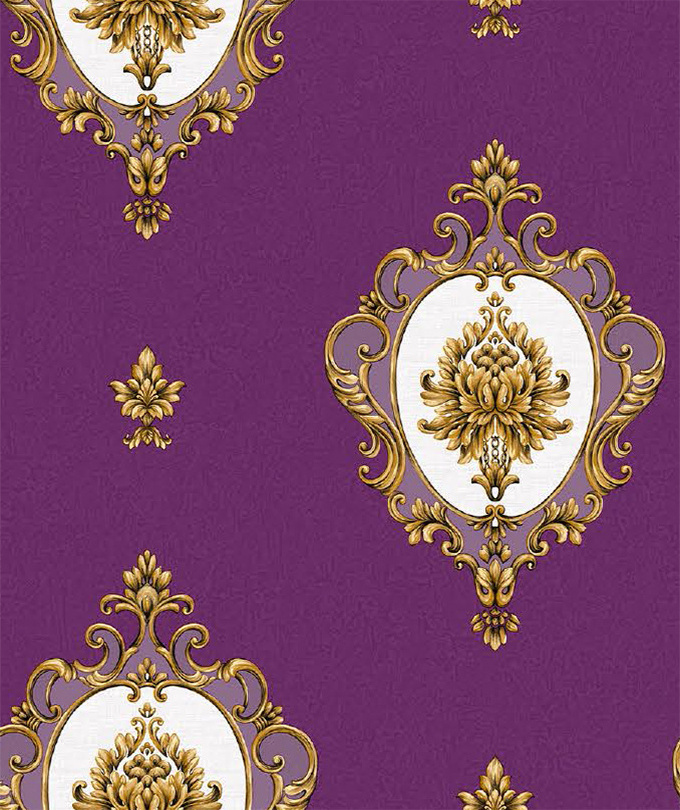 Nordic style gold cup shape Damask big flower on white background PVC wallpaper in stock