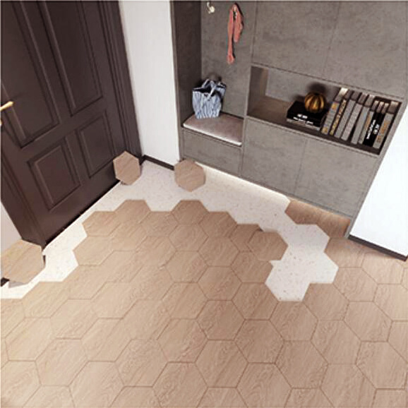 Hexagon Waterproof peel and stick floor tiles  Marble pattern Wood grain vinyl floor peel and stick tiles Suitable wall tiles