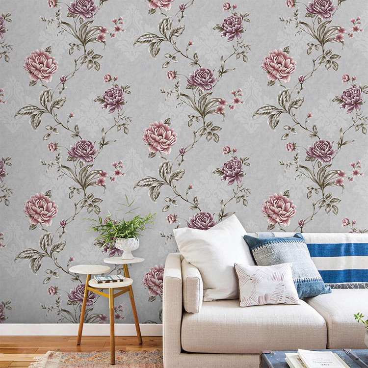 American country retro big flower wallpaper pastoral style PVC Deep embossed wallpaper rolls