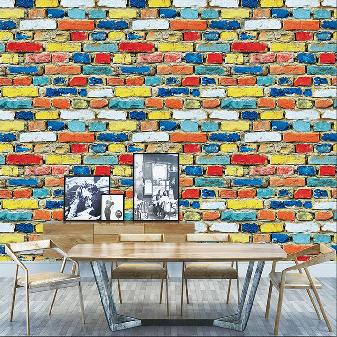 Colorful Culture Wall PVC Wall paper Realistic design Brick Pattern pvc Wallpaper