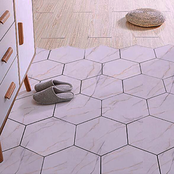 Hexagon Waterproof peel and stick floor tiles  Marble pattern Wood grain vinyl floor peel and stick tiles Suitable wall tiles